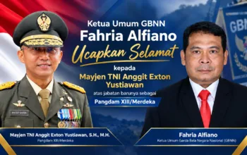 Ketua Umum GBNN Ucapkan Selamat kepada Pangdam XIII/ Merdeka
