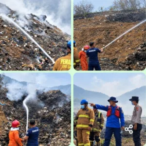 Damkarmat Garut Siaga Penuh Tangani Kebakaran TPA Pasirbajing Dan Pemulihan Pasar Andir, Kadis H. Basuki Eko Turunkan Tim Gabungan