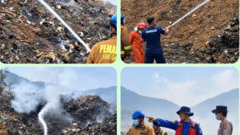 Damkarmat Garut Siaga Penuh Tangani Kebakaran TPA Pasirbajing Dan Pemulihan Pasar Andir, Kadis H. Basuki Eko Turunkan Tim Gabungan