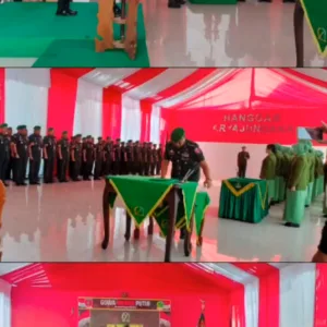 Sertijab Dandim 1409/Gowa, Letkol Inf Gilang Nugraha Kresnadi Serahkan Tongkat Komando kepada Letkol Arm Sapari