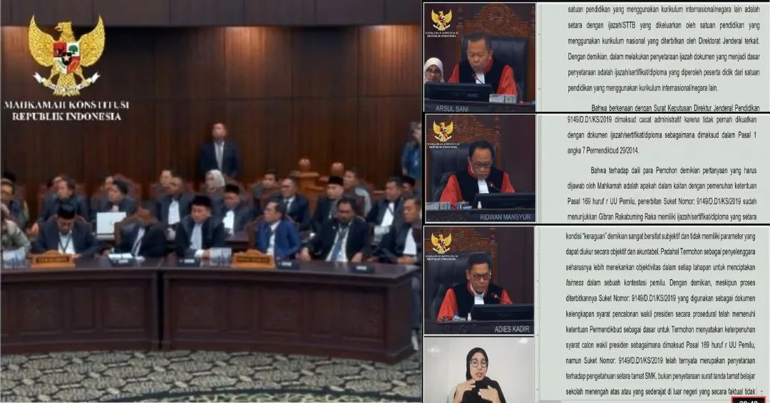 MK Menolak Gugatan, Tapi Benarkan Tak Ada Bukti Ijazah Gibran