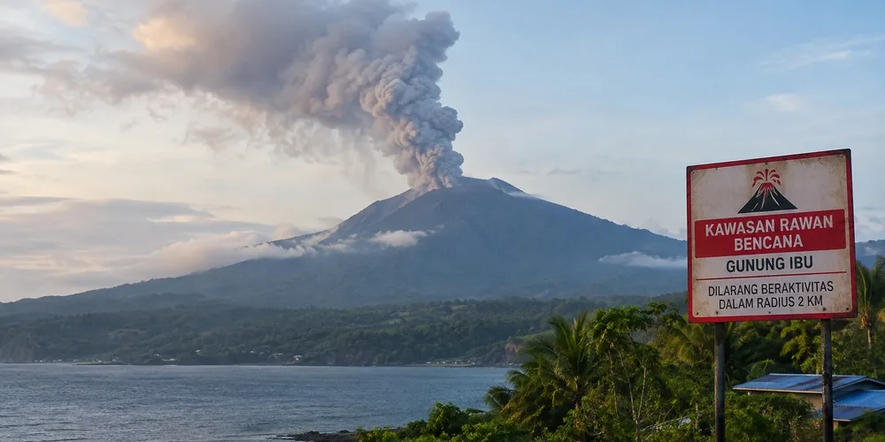 Gunung Ibu Erupsi 43 Kali dalam Sepekan, Warga Waspada