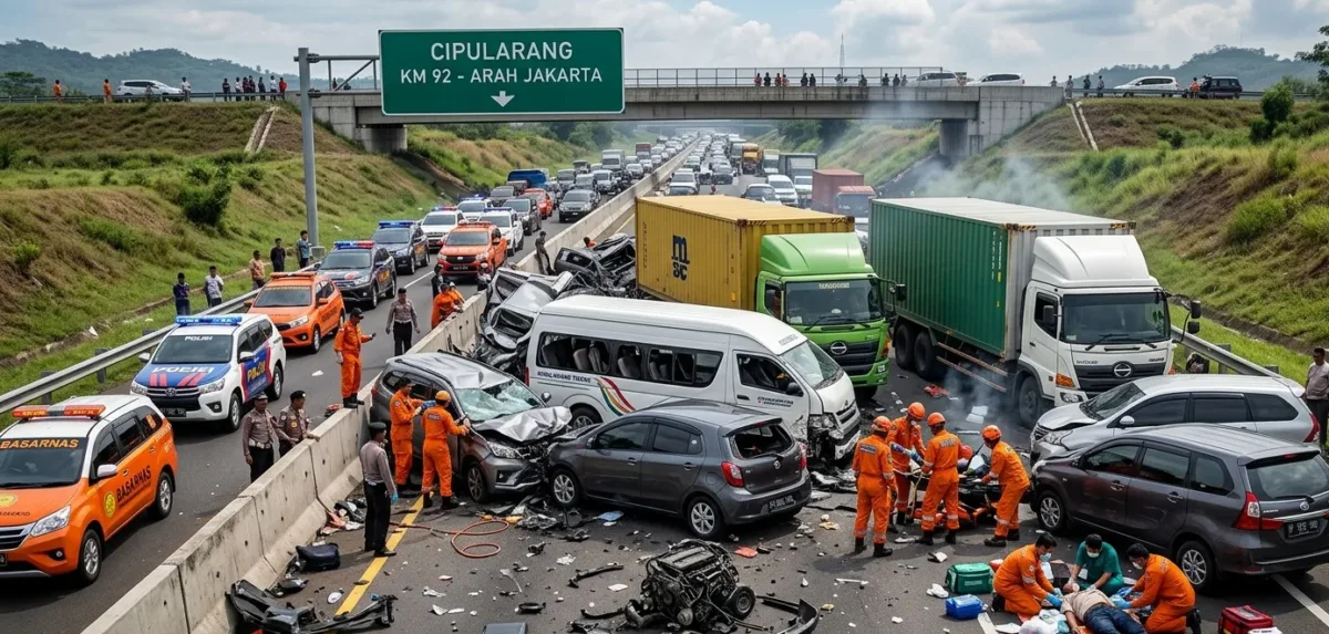 Kecelakaan Beruntun Belasan Kendaraan di Tol Cipularang KM 92