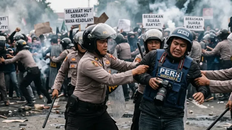 Wartawan Dianiaya saat Demo HUT ke-500 Kabupaten Serang