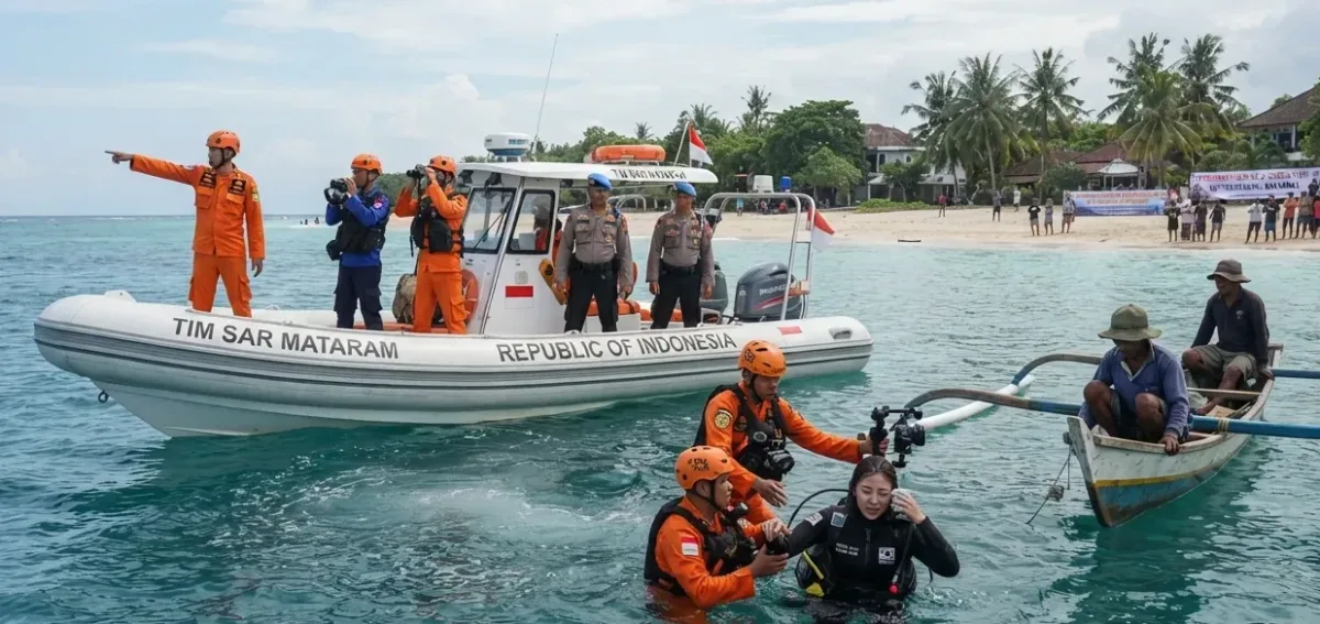 Hari Kedua Pencarian WN Korea Selatan Hilang di Gili Trawangan