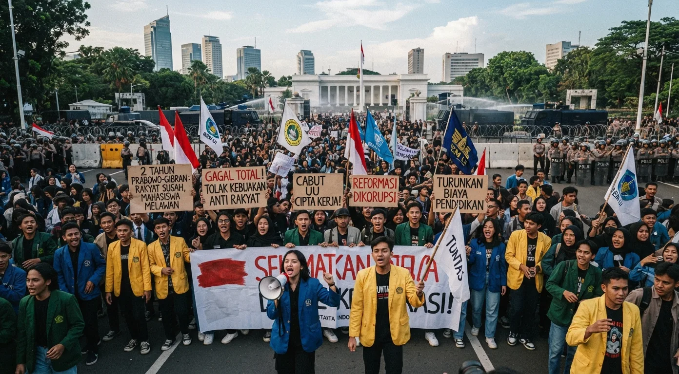 2 Tahun Prabowo-Gibran, Mahasiswa Gelar Demo Besar-besaran
